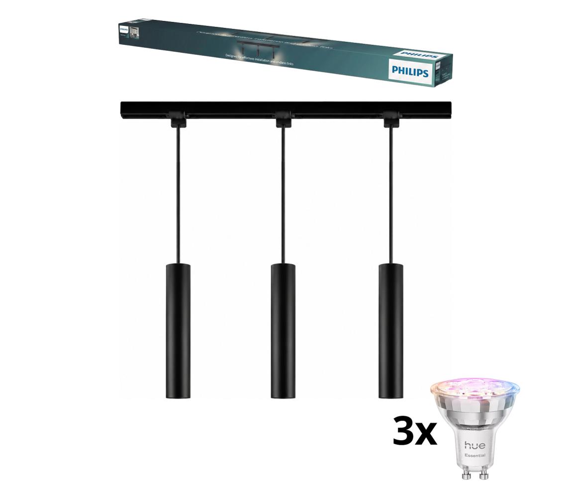 Philips - LED stmievateľný luster na lankách v lištovom systéme EASYLINK 3×GU10/4,7 W/230 V 1 m čierna P7614+3xP7029