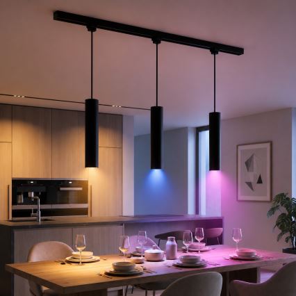 Philips - stmievateľný LED RGBW luster na lanku v lištovom systéme EASYLINK HUE 3xGU10/4,7W/230V 2200-6500K 1m čierna + Hue bridge