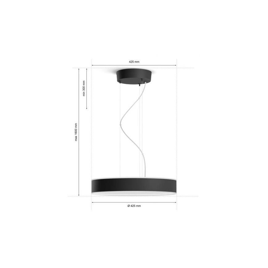 Philips - LED Stmievateľný luster na lanku Hue LED/33,5W/230V 2200-6500K čierna + diaľkové ovládanie