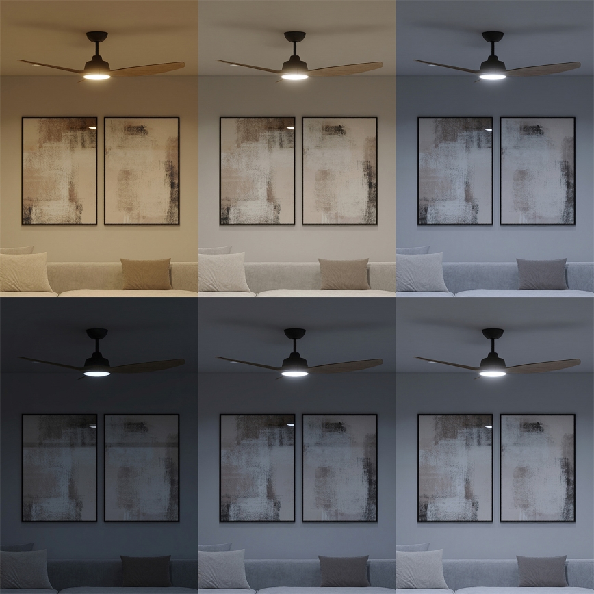 Philips - LED stmievateľný stropný ventilátor OLAS LED/24W/230V priemer 132 cm čierna/hnedá + diaľkové ovládanie