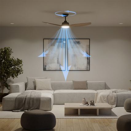 Philips - LED stmievateľný stropný ventilátor OLAS LED/24W/230V priemer 132 cm čierna/hnedá + diaľkové ovládanie
