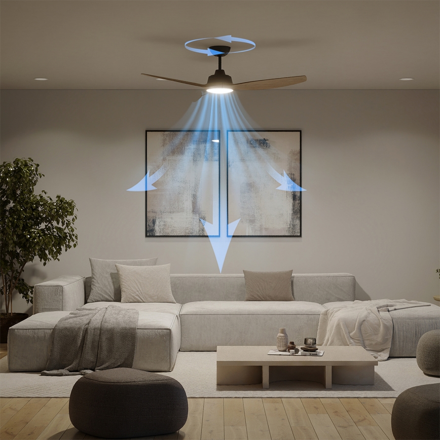 Philips - LED stmievateľný stropný ventilátor OLAS LED/24W/230V priemer 132 cm čierna/hnedá + diaľkové ovládanie