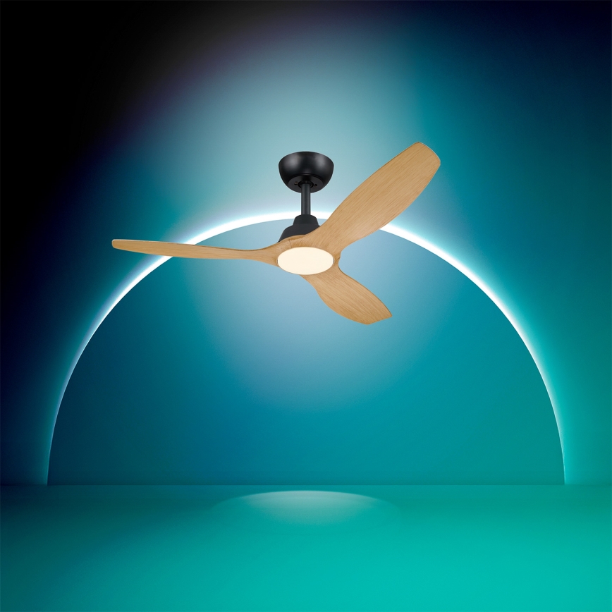 Philips - LED stmievateľný stropný ventilátor OLAS LED/24W/230V priemer 132 cm čierna/hnedá + diaľkové ovládanie