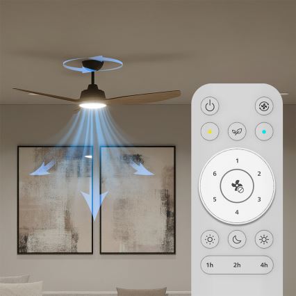 Philips - LED stmievateľný stropný ventilátor OLAS LED/24W/230V priemer 132 cm čierna/hnedá + diaľkové ovládanie