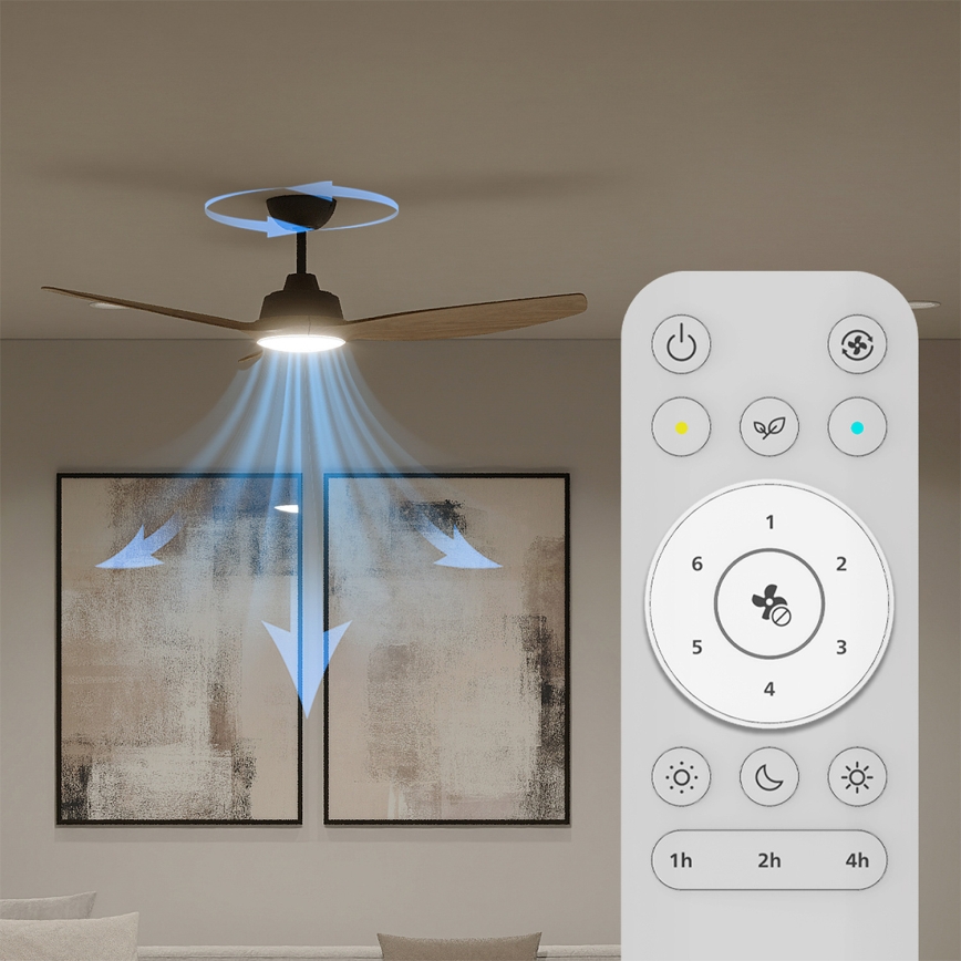 Philips - LED stmievateľný stropný ventilátor OLAS LED/24W/230V priemer 132 cm čierna/hnedá + diaľkové ovládanie