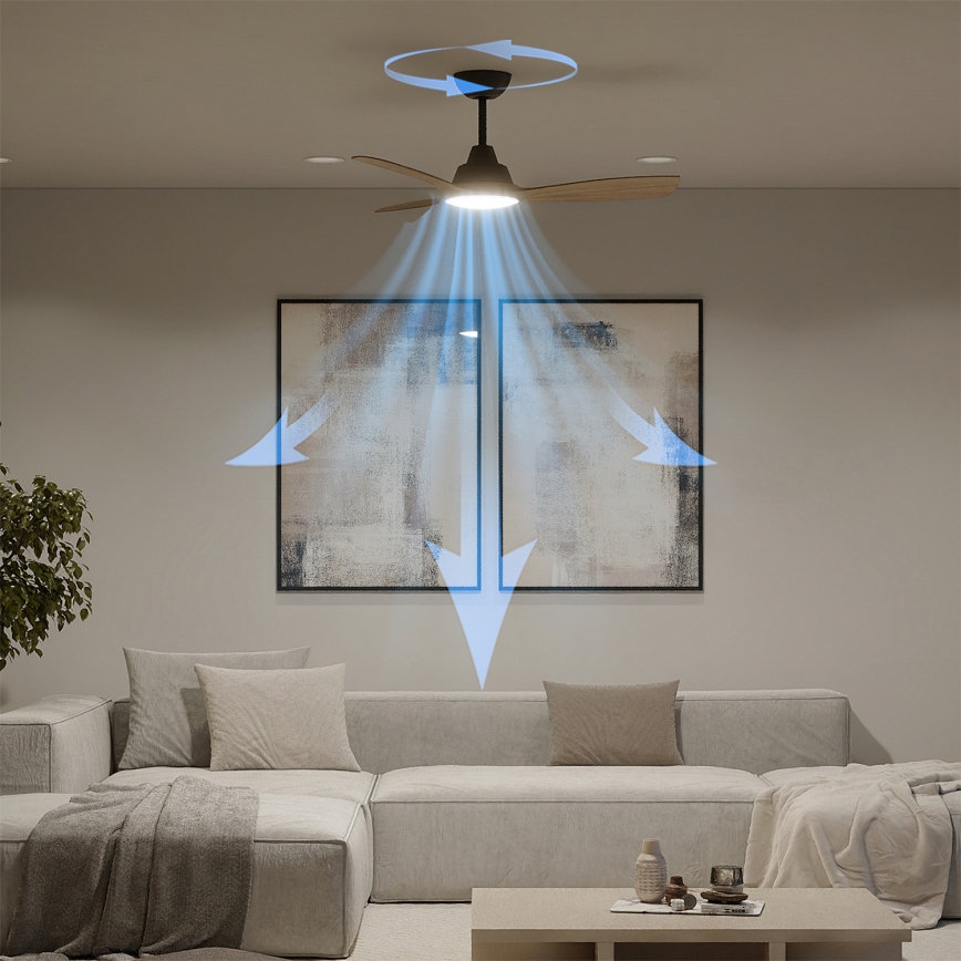Philips - LED stmievateľný stropný ventilátor OLAS LED/24W/230V pr. 106 cm čierna/hnedá + diaľkové ovládanie