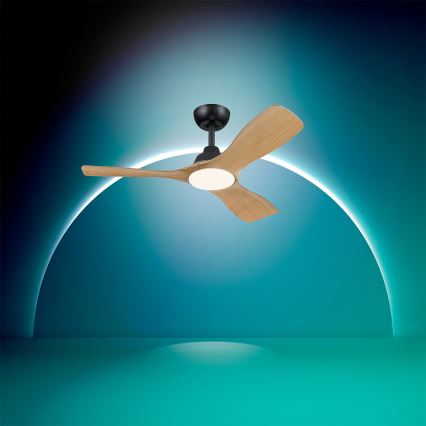 Philips - LED stmievateľný stropný ventilátor OLAS LED/24W/230V pr. 106 cm čierna/hnedá + diaľkové ovládanie