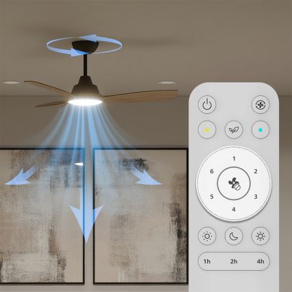 Philips - LED stmievateľný stropný ventilátor OLAS LED/24W/230V pr. 106 cm čierna/hnedá + diaľkové ovládanie
