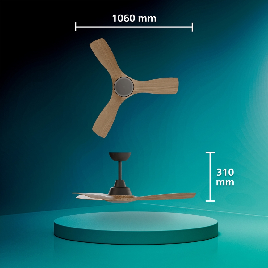 Philips - LED stmievateľný stropný ventilátor OLAS LED/24W/230V pr. 106 cm čierna/hnedá + diaľkové ovládanie