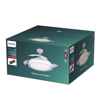 Philips - LED Stropný ventilátor LED/35W/230V 5500/4000/2700K biela + diaľkové ovládanie