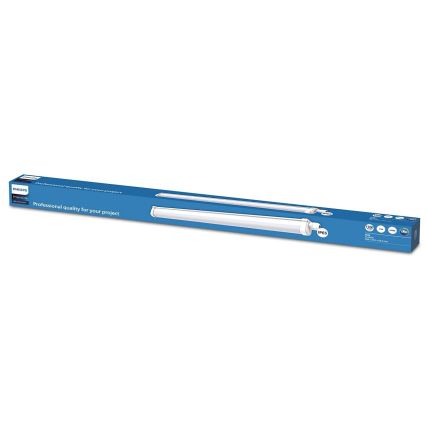 LED trubica Philips ProjectLine je v balení. Balenie je modré s textom: „Professional quality for your project“. Trubica je dlhá a biela.