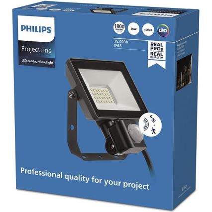 Philips - LED Vonkajší reflektor so senzorom PROJECTLINE LED/20W/230V IP65 4000K