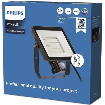 Philips - LED Vonkajší reflektor so senzorom PROJECTLINE LED/30W/230V IP65 4000K