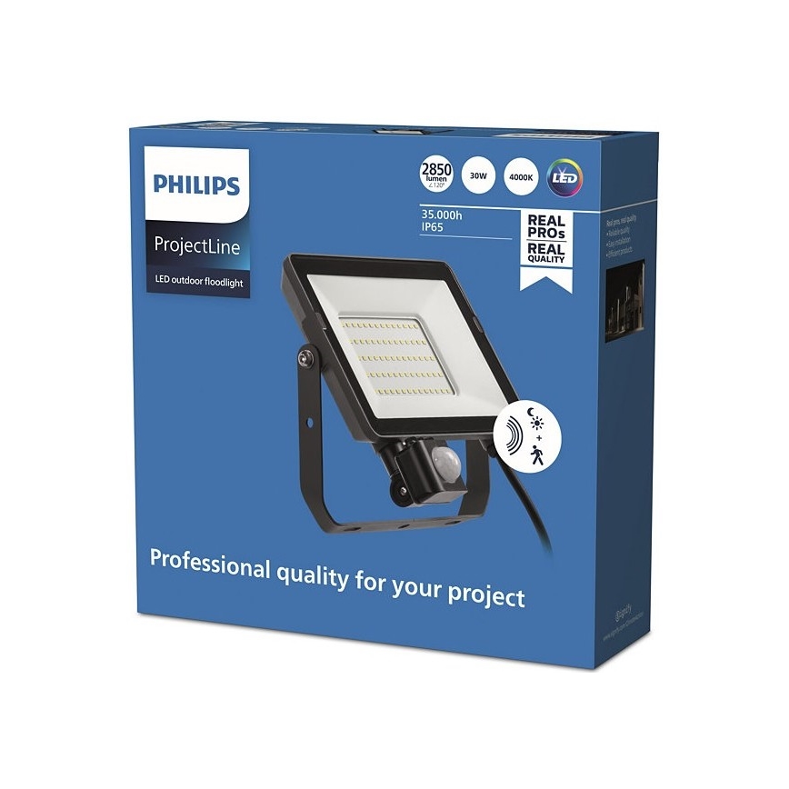 Philips - LED Vonkajší reflektor so senzorom PROJECTLINE LED/30W/230V IP65 4000K