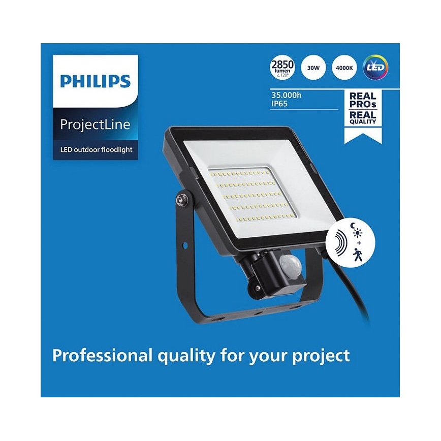 Philips - LED Vonkajší reflektor so senzorom PROJECTLINE LED/30W/230V IP65 4000K