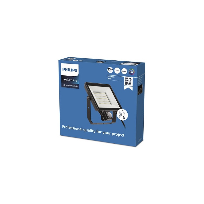 Philips - LED Vonkajší reflektor so senzorom PROJECTLINE LED/50W/230V IP65 3000K