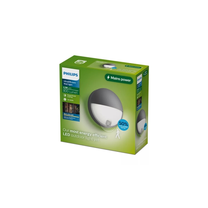 Philips - vonkajšie nástenné svietidlo so senzorom CAPRICORN LED/4,3W/230V IP44
