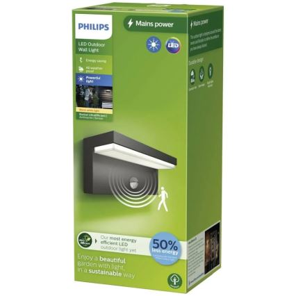 Philips - LED Vonkajšie nástenné svietidlo so senzorom BUSTAN LED/3,8W/230V 2700K IP44