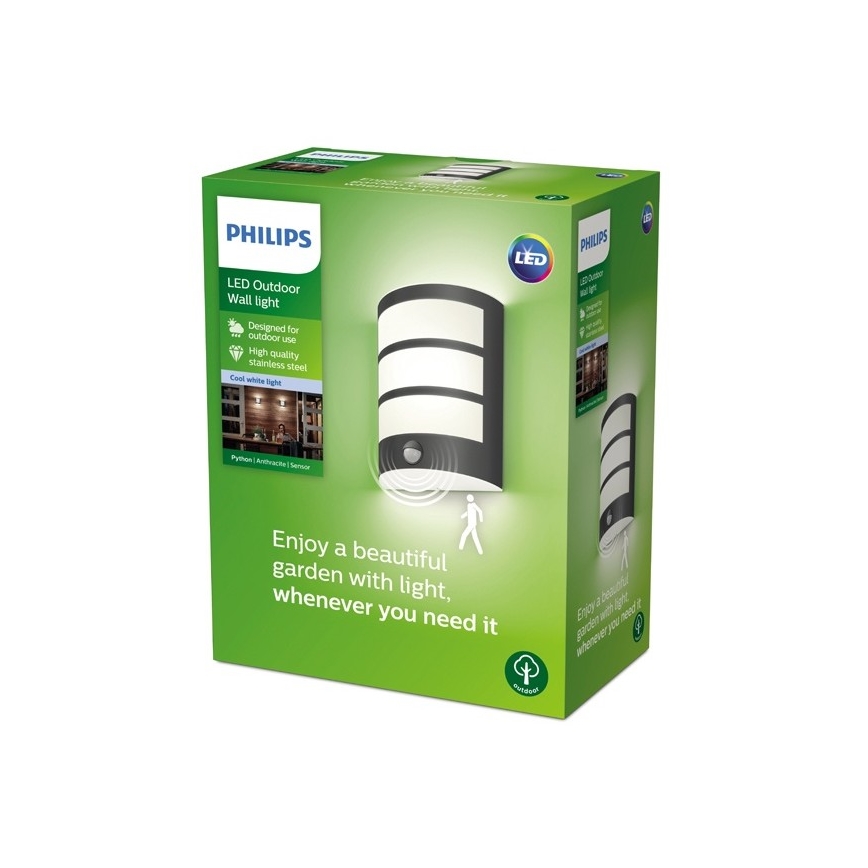 Philips - LED Vonkajšie nástenné svietidlo so senzorom LED/6W/230V 4000K IP44