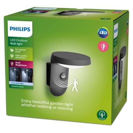 Philips - LED Vonkajšie nástenné svietidlo so senzorom LED/9W/230V 4000K IP44