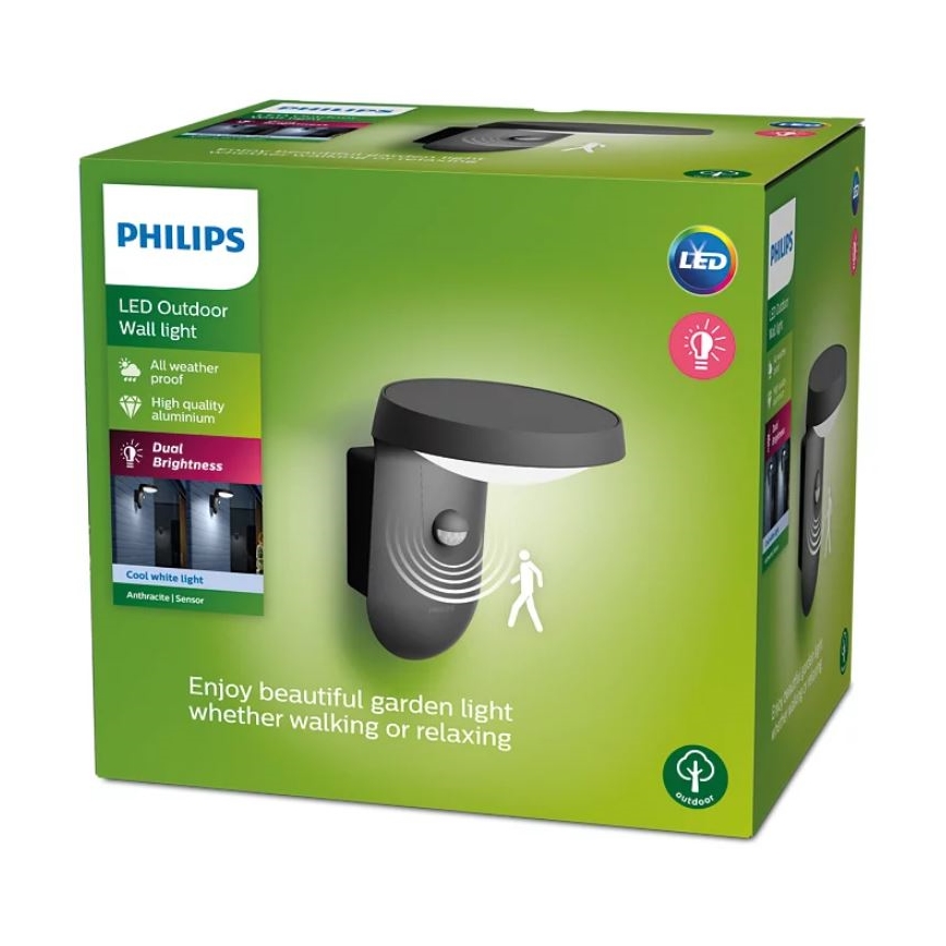 Philips - LED Vonkajšie nástenné svietidlo so senzorom LED/9W/230V 4000K IP44
