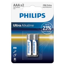 Philips LR03E2B/10 - 2 ks Alkalická batéria AAA ULTRA ALKALINE 1,5V