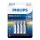 Philips LR03E4B/10 - 4 ks Alkalická batéria AAA ULTRA ALKALINE 1,5V 1250mAh