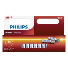 Philips LR03P12W/10 - 12 ks Alkalická batéria AAA POWER ALKALINE 1,5V 1150mAh