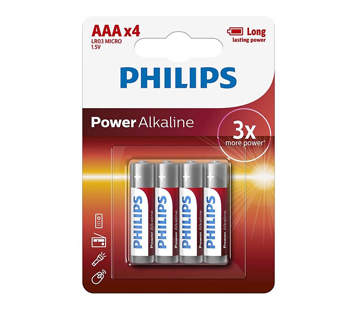 Philips Philips LR03P4B/10 - 4 ks Alkalická batéria AAA POWER ALKALINE 1,5V 1150mAh 