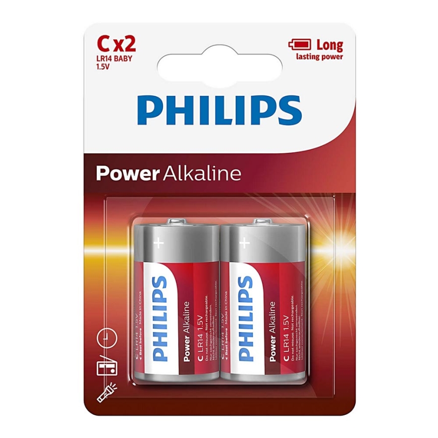 Philips LR14P2B/10 - 2 ks Alkalická batéria C POWER ALKALINE 1,5V 7200mAh