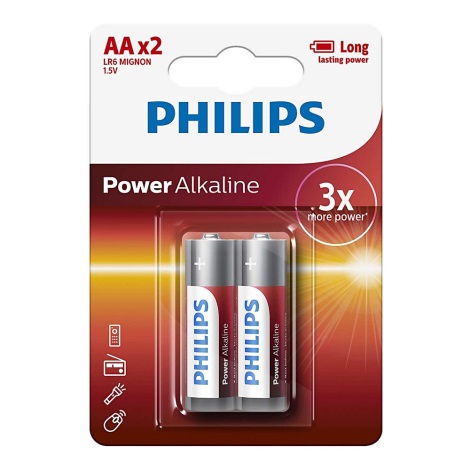 Philips LR6P2B/10 - 2 ks Alkalická batéria AA POWER ALKALINE 1,5V
