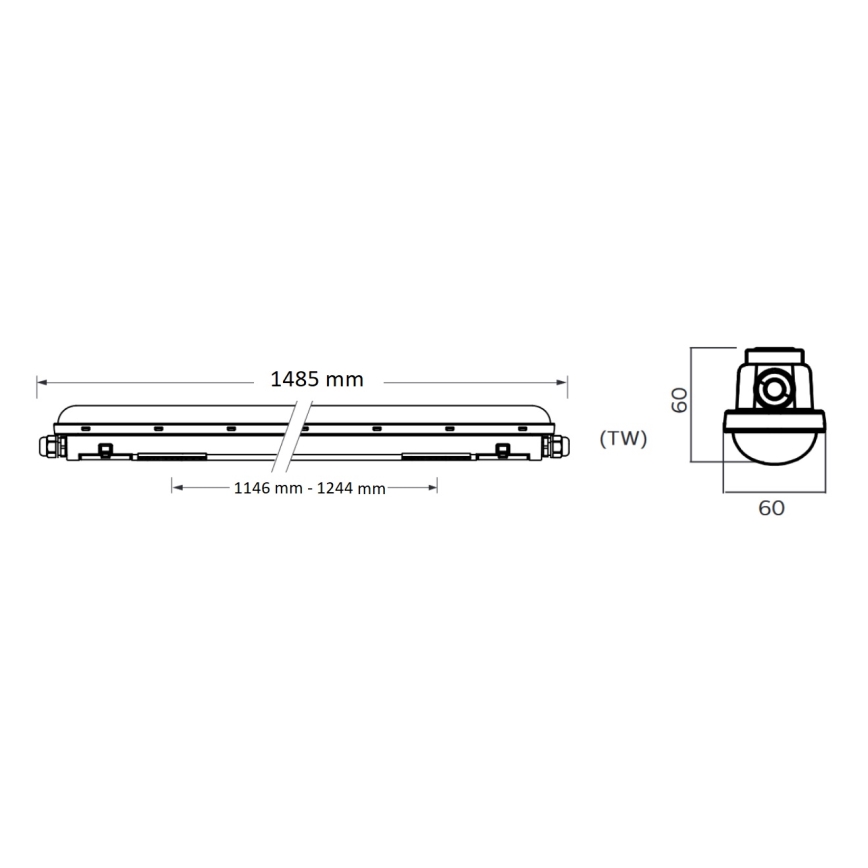 Philips Pila - technické LED svietidlo 60 W/230 V, 150 cm, IP65