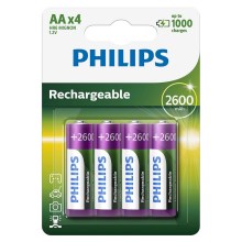Philips R6B4B260/10 - 4 ks Nabíjacie batérie AA MULTILIFE NiMH/1,2V/2600 mAh