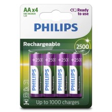 Philips R6B4RTU25/10 - 4 ks Nabíjacie batérie AA MULTILIFE NiMH/1,2V/2500 mAh