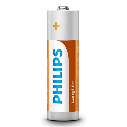 Philips R6L4F/10 - 4 ks Zinkochloridová batéria AA LONGLIFE 1,5V 900mAh