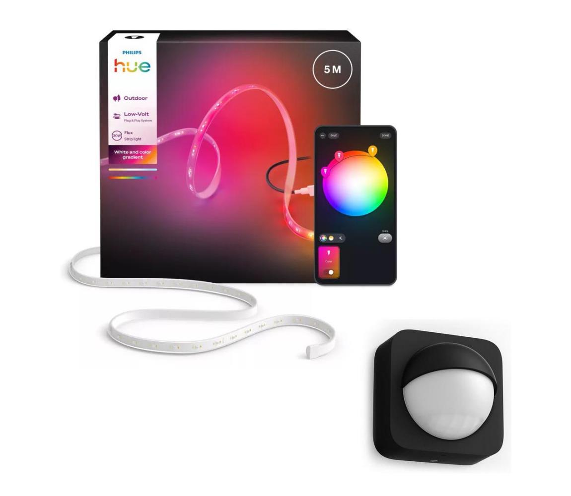 Philips - RGBW LED stmievateľný vonkajší pásik Hue FLUX 5m LED/30W/230V + pohybový senzor P7212+P2816
