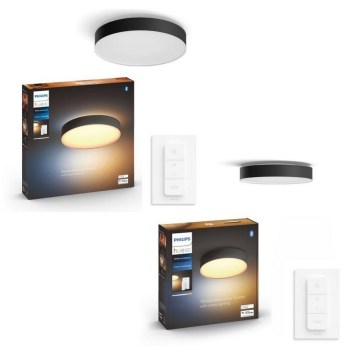 Philips - SADA 1x LED stmievateľné stropné svietidlo Hue ENRAVE pr. 42,5 cm LED/33,5W/230V + 1x LED stmievateľné stropné svietidlo Hue pr. 26,1 cm LED/9,6W/230V + 2x diaľkové ovládanie