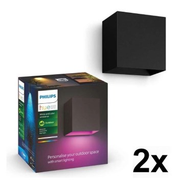 Philips - SADA 2 ks LED RGBW Stmievateľné vonkajšie nástenné svietidlo Hue RESONATE LED/8W/230V 2000-6500K IP44