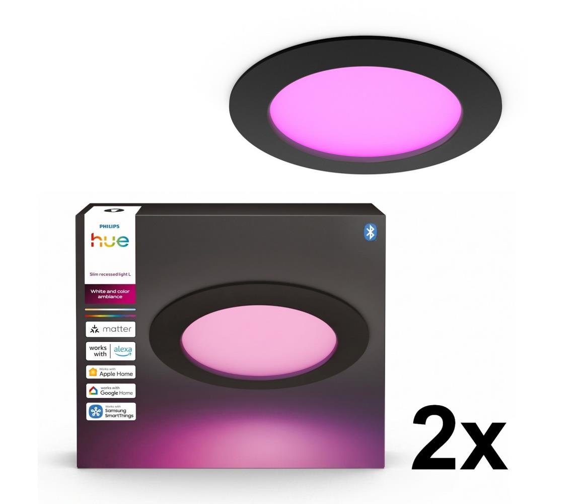 Philips - SADA 2x LED RGBW stmievateľné kúpeľňové podhľadové svietidlá Hue SLIM LED/12W/230V IP44 2xP7621
