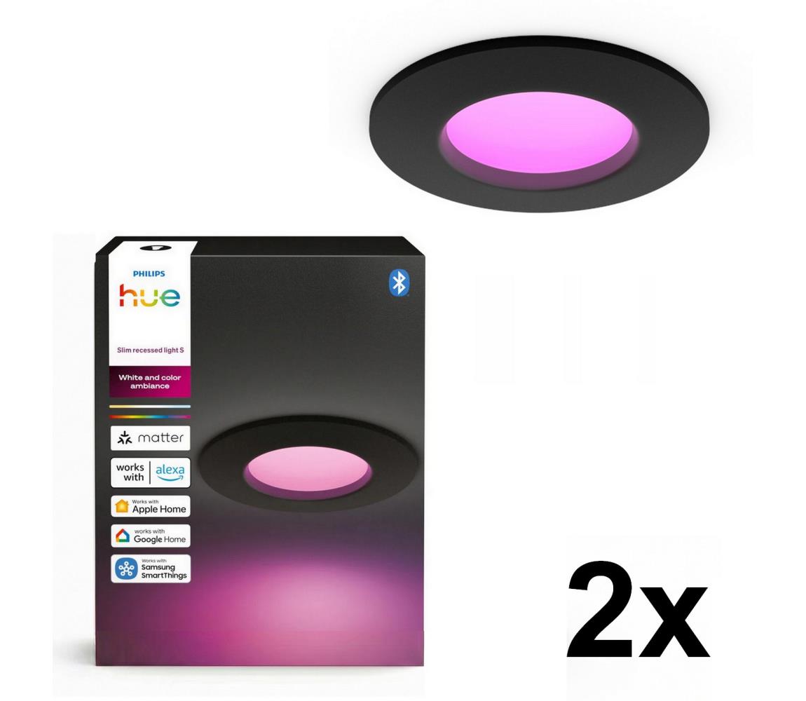 Philips - SADA 2x LED RGBW stmievateľné kúpeľňové podhľadové svietidlo Hue SLIM LED/8,3W/230V IP44 2xP7618