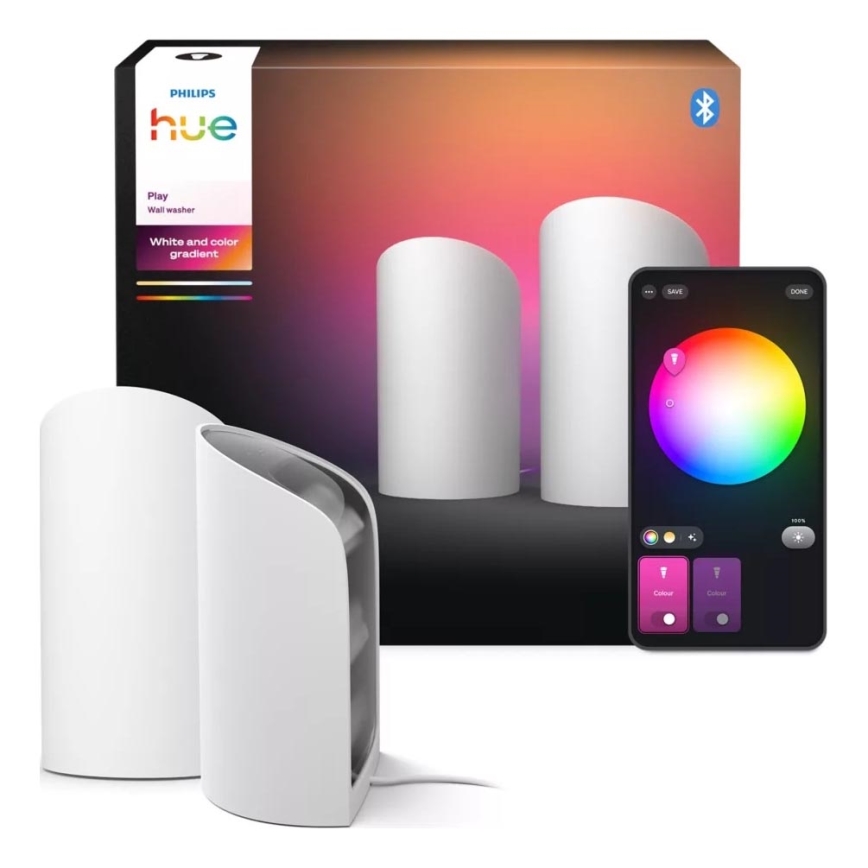 Philips - SADA 2x LED RGBW stmievateľné projekčné svietidlo Hue PLAY LED/20W/230V 2000–6500K biela
