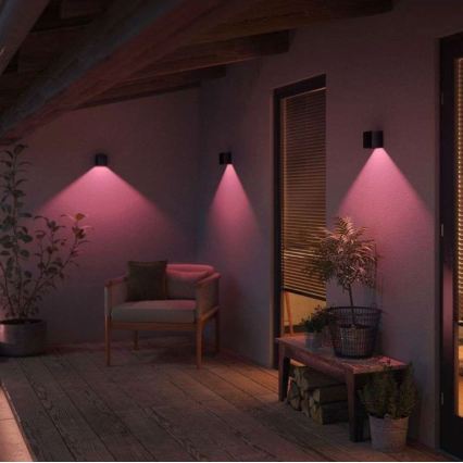 Philips - SADA 2 ks LED RGBW Stmievateľné vonkajšie nástenné svietidlo Hue RESONATE LED/8W/230V 2000-6500K IP44