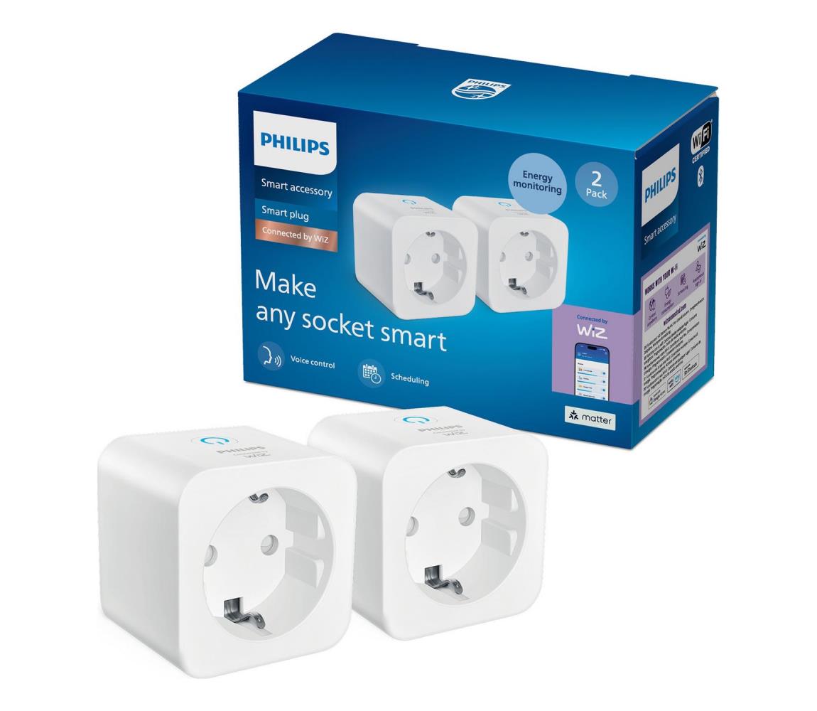 Philips Smart Philips - SADA 2× inteligentných zásuviek SCHUKO 2300 W + merač spotreby Wi-Fi 8721103161406