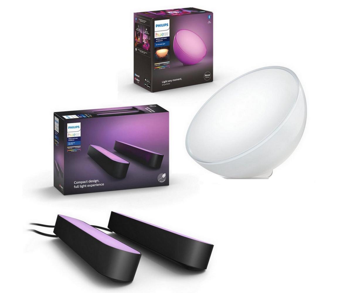 Philips - SADA 2× LED RGB stmievateľné stolné lampy Hue PLAY 6W/230V + stolná lampa GO P3102+P2790