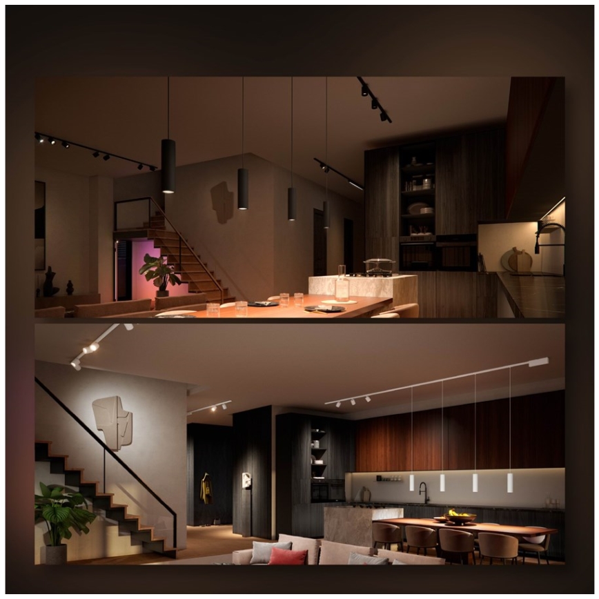 Philips - SADA 3x stmievateľných LED RGB lustrov na lanku do lištového systému Hue PERIFO LED RGB/15,6W/230V 2000-6500K