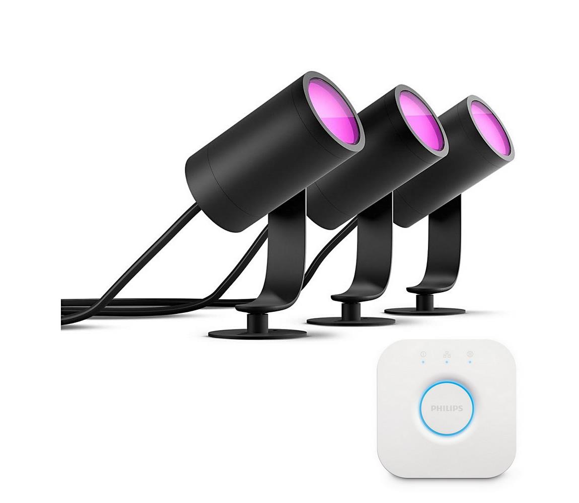 Philips - Sada 3x LED bodové svietidlo Hue LILY LED/8W/230V IP65 + Hue bridge P2465+P1408