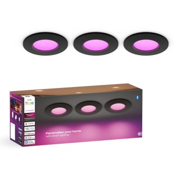 Philips - SADA 3x LED RGBW Stmievateľné kúpeľňové podhľadové svietidlo Hue SLIM LED/8,3W/230V 1000-20000K čierne P44