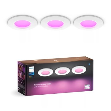 Philips - SADA 3x LED RGBW Stmievateľné kúpeľňové podhľadové svietidlo Hue SLIM LED/8,3W/230V IP44 2000-6500K