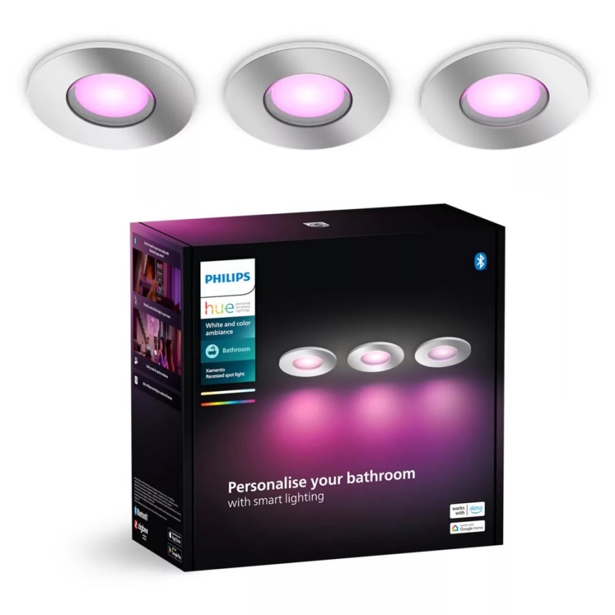 Philips - SADA 3x LED RGBW Stmievateľné kúpeľňové podhľadové svietidlo Hue XAMENTO 1xGU10/4,2W/230V IP44 2000-6500K