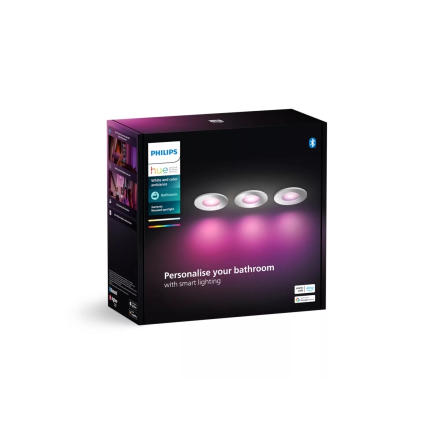 Philips - SADA 3x LED RGBW Stmievateľné kúpeľňové podhľadové svietidlo Hue XAMENTO 1xGU10/4,2W/230V IP44 2000-6500K